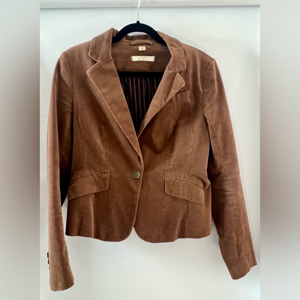 LOFT Women's Velour Light Brown Blazer, Size 4